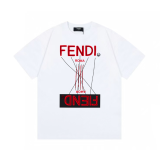 Fendi Logo Printed Short Sleeve Couple Casual Round Neck T-shirt
