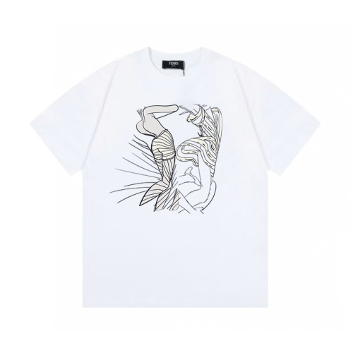 Fendi High Street Printed Short Sleeve Couple Loose Versatile T-shirt