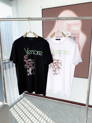 Versace Unisex Logo Printed Short Sleeve Cotton Casual T-shirt