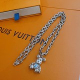 Louis Vuitton Fashion Vintage Street Bear Pendant Unisex Adjustable Silver Necklace