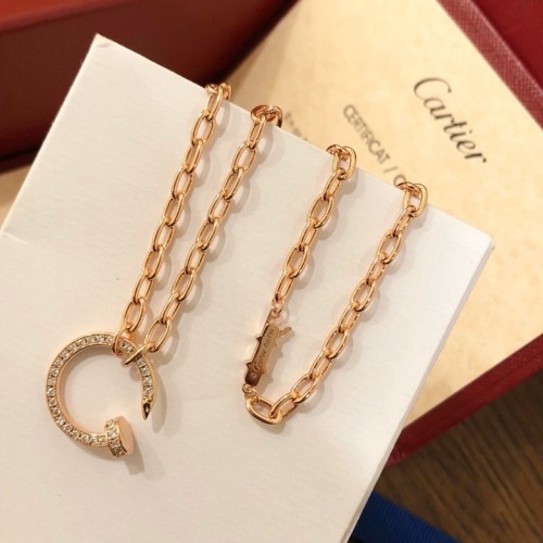 Cartier New Hollow Chain Rhinestone Circle Stud Pendants Necklace