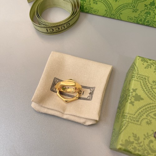 Gucci Logo Hexagonal Gold Ring Fashion Classic Ring