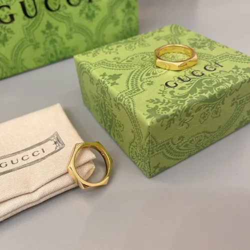 Gucci Logo Hexagonal Gold Ring Fashion Classic Ring