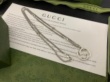 Gucci Interlocking Double G Pattern Logo Pendant Necklace