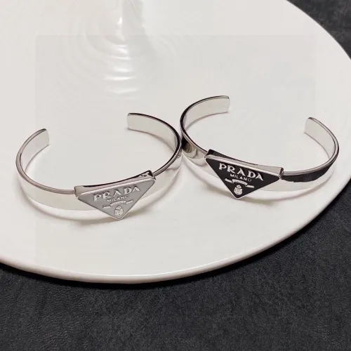 Prada New Fashion Triangle Bracelet Unisex Classic Black White Bracelet