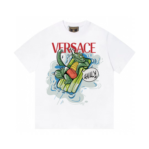 Versace Fashion Logo Printed Short Sleeve Couple Casual Round Neck T-shirt