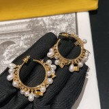 Fendi Classic Fashion White Pearl Gold Earring
