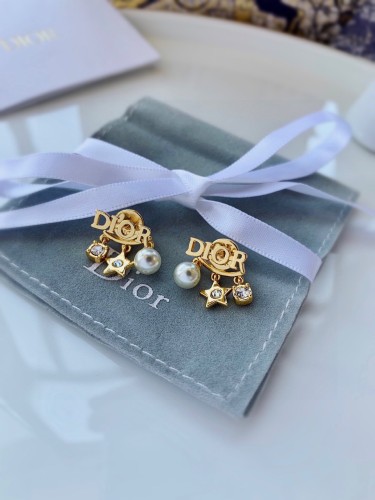 Dior New Fashion Letter Stars Pearl Eardrop Fringe Earrings