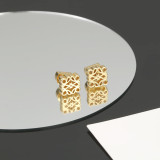 Loewe Fashion Classic Carved Diamond Shape Gold Stud Earring