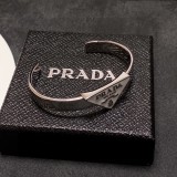 Prada New Fashion Triangle Bracelet Unisex Classic Black White Bracelet