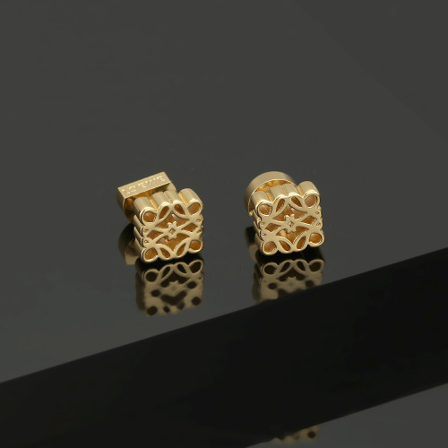 Loewe Fashion Classic Carved Diamond Shape Gold Stud Earring