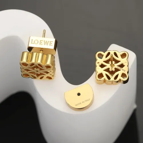 Loewe Fashion Classic Carved Diamond Shape Gold Stud Earring