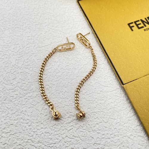 Fendi Gold Oval F Chain Earrings