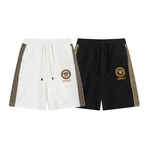 Versace Street Embroidered Logo Stripe Spliced Casual Shorts