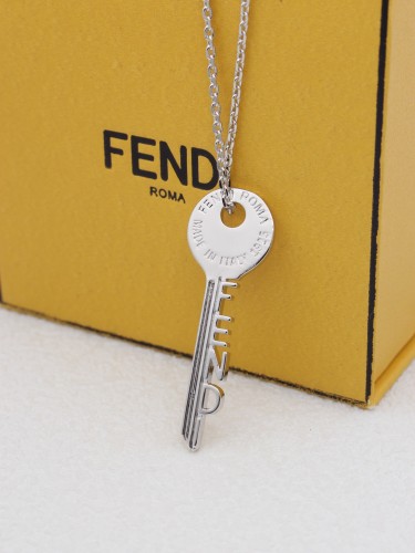 Fendi Silver Round Key Pendants Classic New Fashion Necklace
