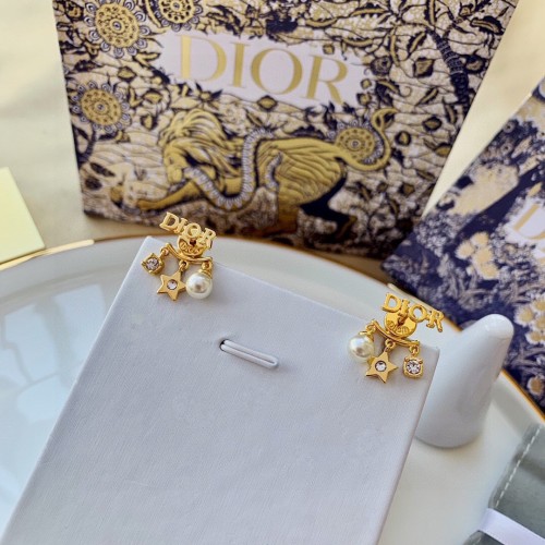 Dior New Fashion Letter Stars Pearl Eardrop Fringe Earrings