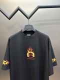 Balenciaga Double Ring Flame Printed Short Sleeve Unisex Casual Washed Old T-shirt