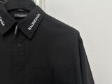 Balenciaga 24SS Classic Neckline Letter Embroidered Long sleeved Shirt