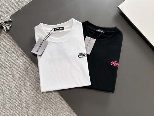 Balenciaga Classic Double B Embroidery T-shirt Unisex Versatile Round Neck Short Sleeves