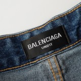 Balenciaga High Street Damaged Washed Denim Shorts