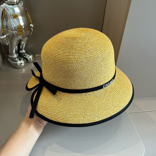 Chanel Fashion Bow Ribbon Bowl Hat 57cm