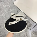 Chanel Summer New Small Fragrant Wind Ribbon Sunshade Hat Empty Top Hat
