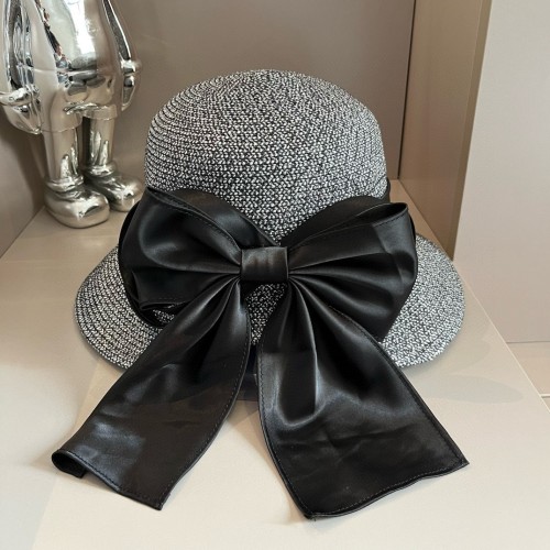 Chanel Fashion Bow Ribbon Bowl Hat 57cm