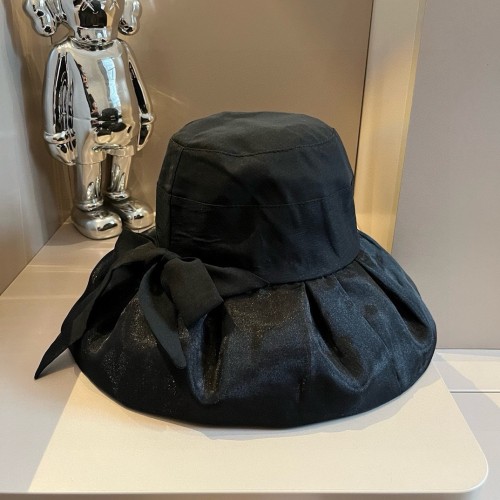 Chanel Fashion Bow Ribbon Ruffle Edge Cloth Hat 57cm