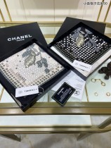 Chanel Four Seasons Records Printed Twill Silk Scarf Size: 90 * 90cm