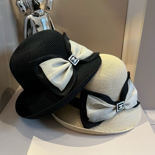 Chanel Summer Celebrity Eugenia Bowtie Wind Straw Hat 57cm