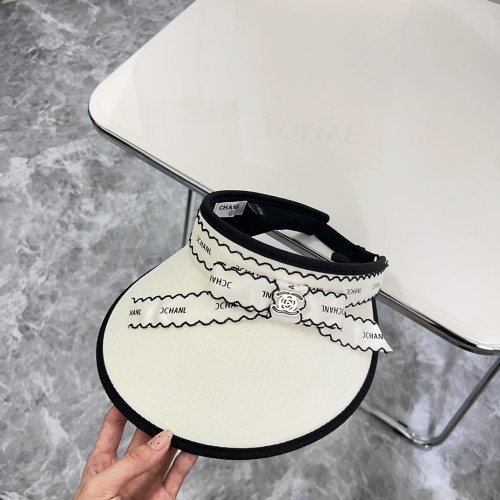 Chanel Summer New Small Fragrant Wind Ribbon Sunshade Hat Empty Top Hat