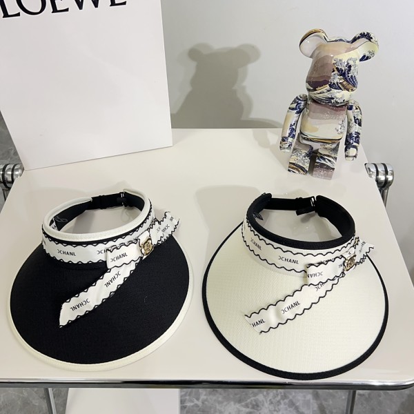 Chanel Summer New Small Fragrant Wind Ribbon Sunshade Hat Empty Top Hat