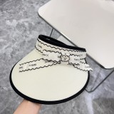 Chanel Summer New Small Fragrant Wind Ribbon Sunshade Hat Empty Top Hat