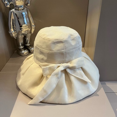 Chanel Fashion Bow Ribbon Ruffle Edge Cloth Hat 57cm