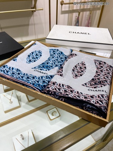 Chanel Double C Logo Printed Bubble Silk Square Scarf Size: 140 * 140cm