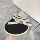 Chanel Summer New Small Fragrant Wind Ribbon Sunshade Hat Empty Top Hat