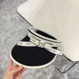 Chanel Summer New Small Fragrant Wind Ribbon Sunshade Hat Empty Top Hat