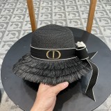 Dior Round Top Fine Grass Top Hat Straw Hat