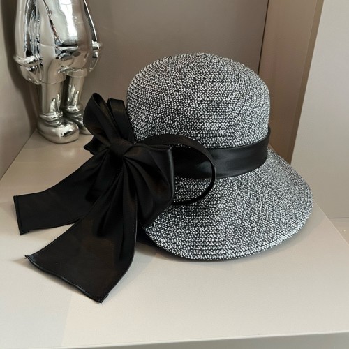 Chanel Fashion Bow Ribbon Bowl Hat 57cm