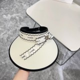 Chanel Summer New Small Fragrant Wind Ribbon Sunshade Hat Empty Top Hat