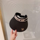 Dior's New Gold Ribbon Popular Sun Visor Hat with Empty Top
