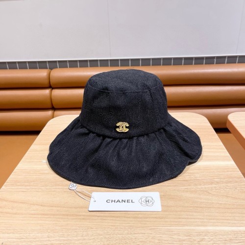 Chanel Summer Women's Big brim Contrast Sunshade Hat Fisherman's Hat