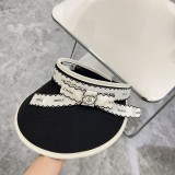 Chanel Summer New Small Fragrant Wind Ribbon Sunshade Hat Empty Top Hat