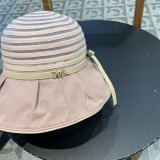 Dior Fashion Striped Fisherman Hat Sun Protection Big Brim Hat