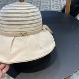 Dior Fashion Striped Fisherman Hat Sun Protection Big Brim Hat