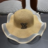 Louis Vuitton Fashion Vacation Spliced Sun Shaded Big Brim Grass