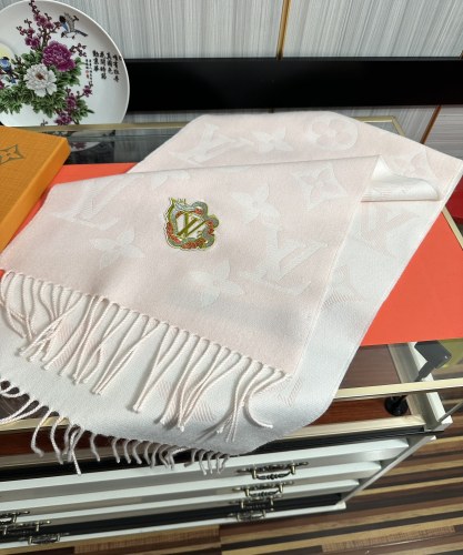Louis Vuitton Monogram Jacquard Wool Scarf Unisex Pan Long Embroidery Sticking Tassel Warm Scarf 32 * 200cm