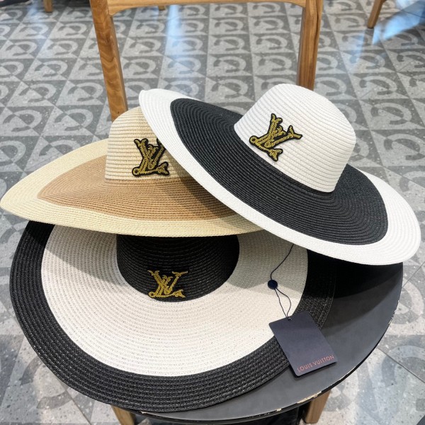 Louis Vuitton Sun Shaded Big brim Straw Hat Simple and Versatile Straw Hat