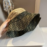 Fendi Fashion Collage FF Straw Hat Sunshade Hat