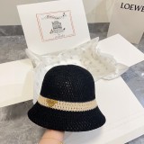 Prada Fashion Color Block Hollow Woven Fisherman Hat